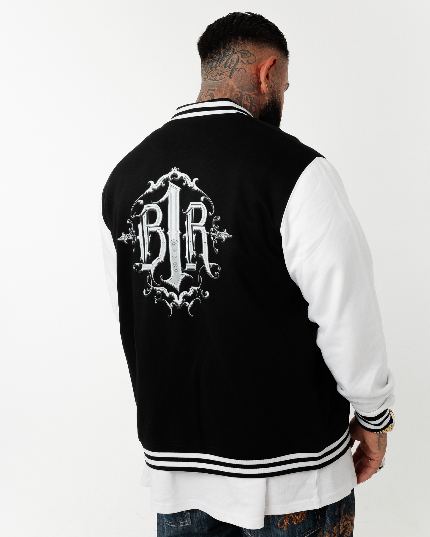 B1R Black & White College Jacket Men