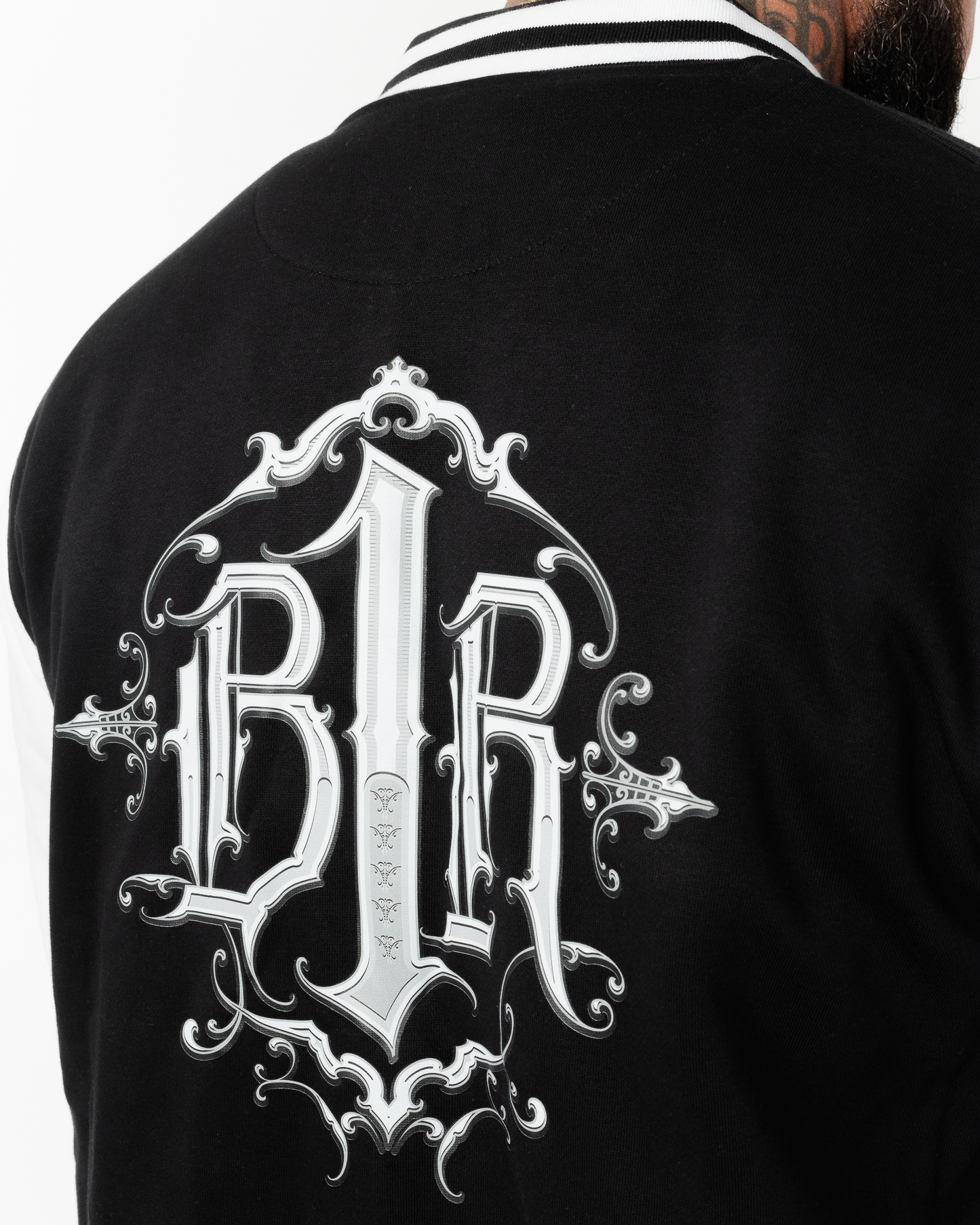 B1R Black & White College Jacket Men