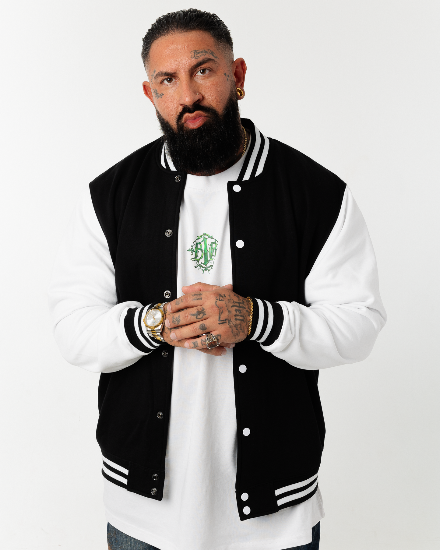 B1R Black & White College Jacket Men