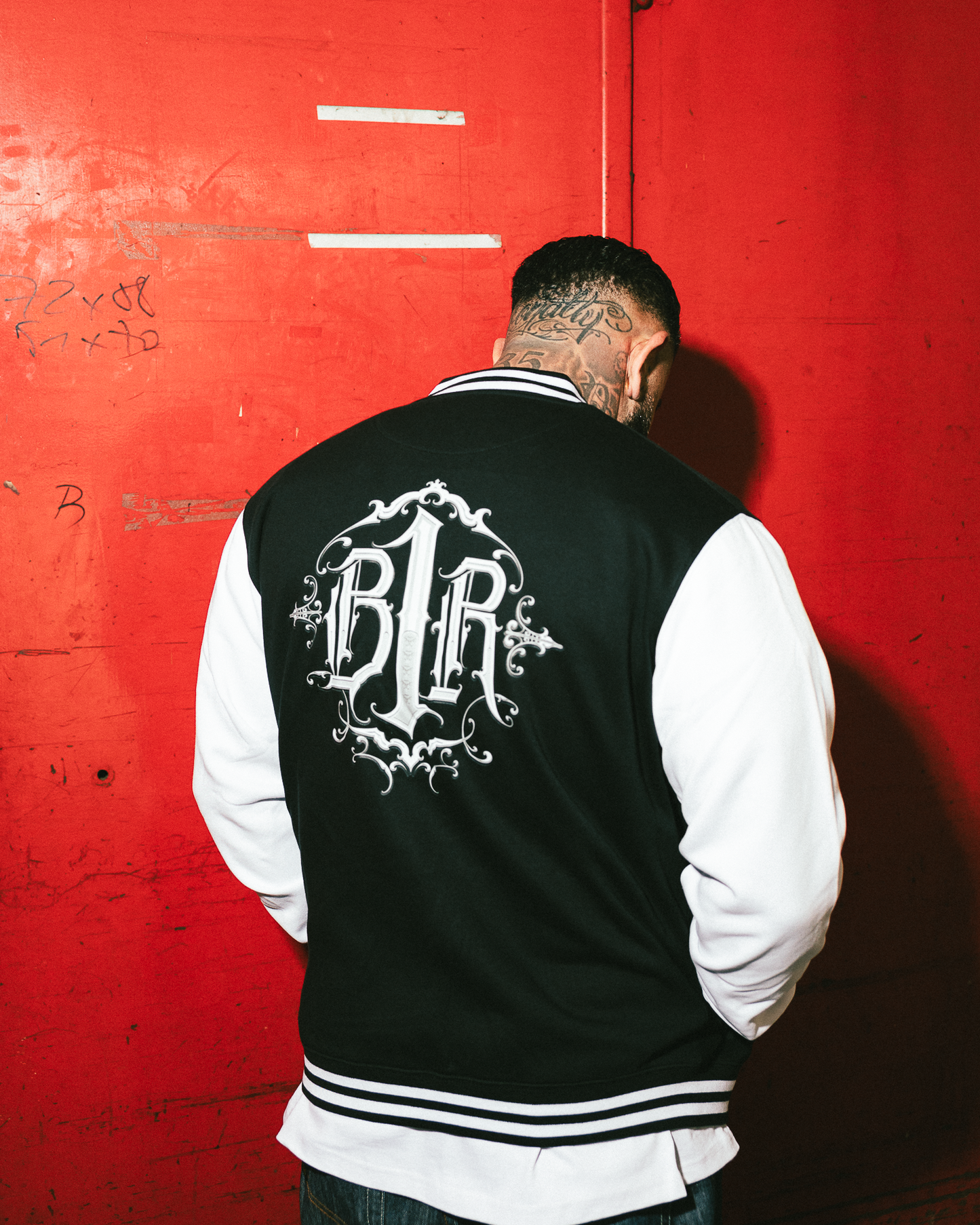 B1R Black & White College Jacket Men
