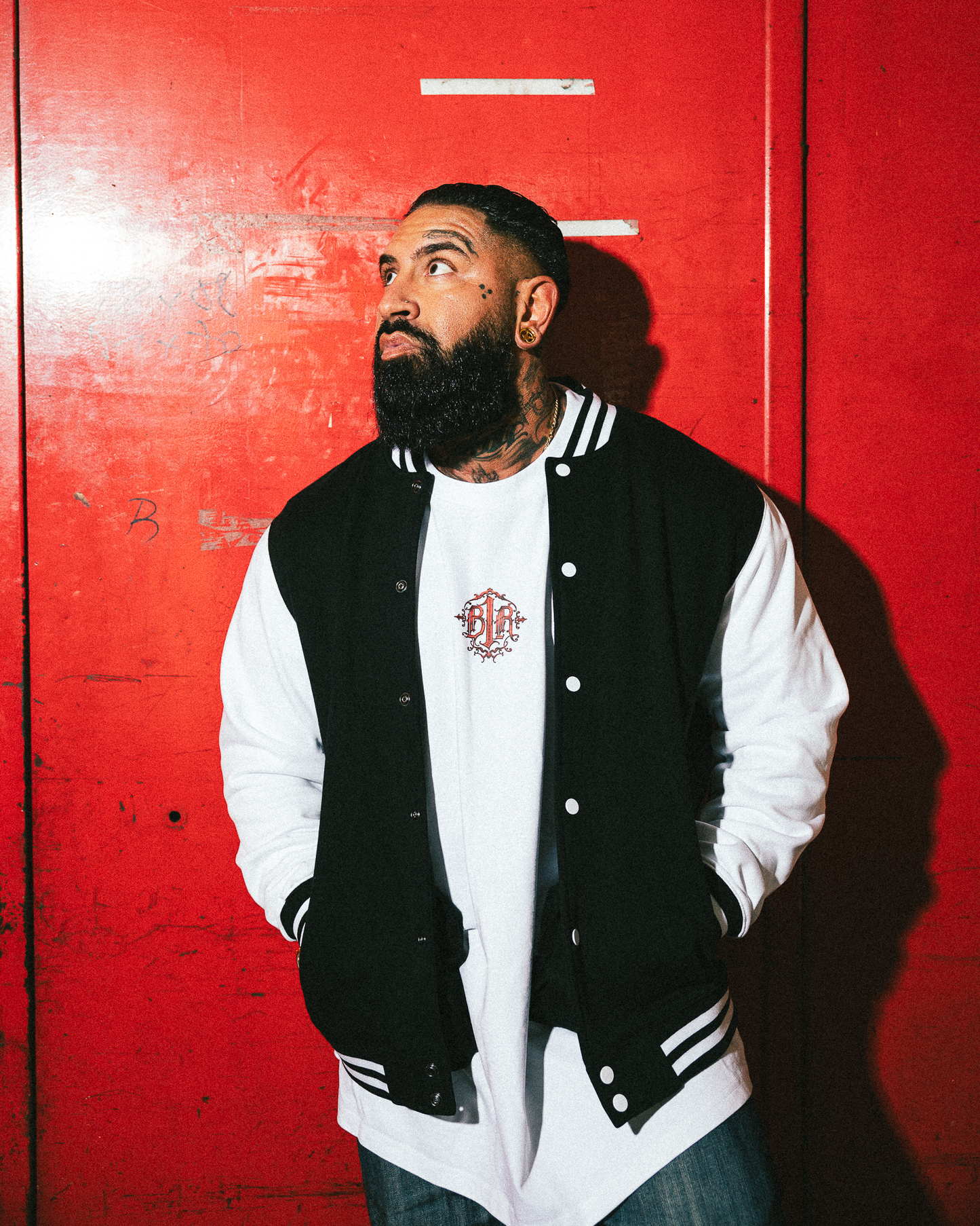 B1R Black & White College Jacket Men