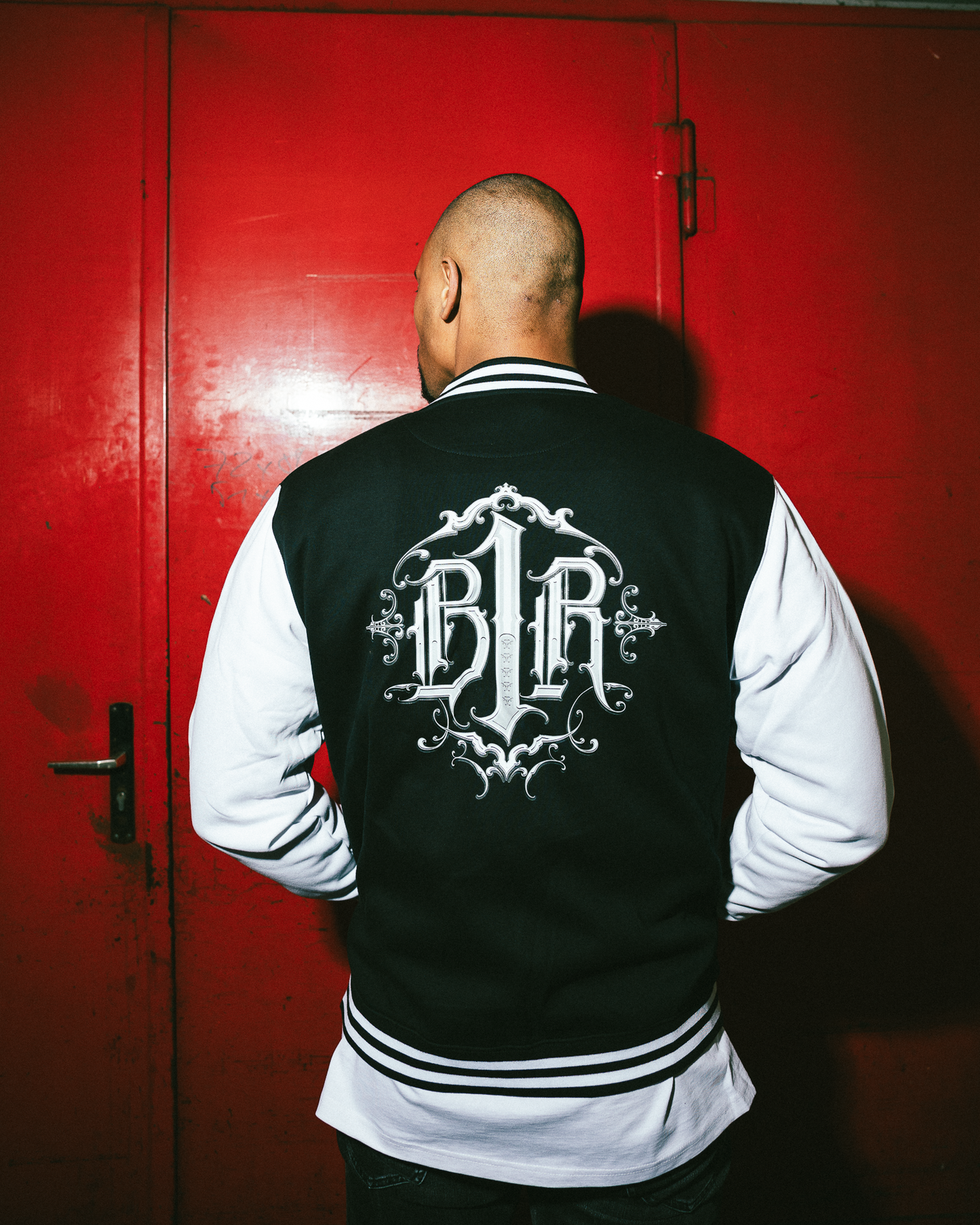 B1R Black & White College Jacket Men