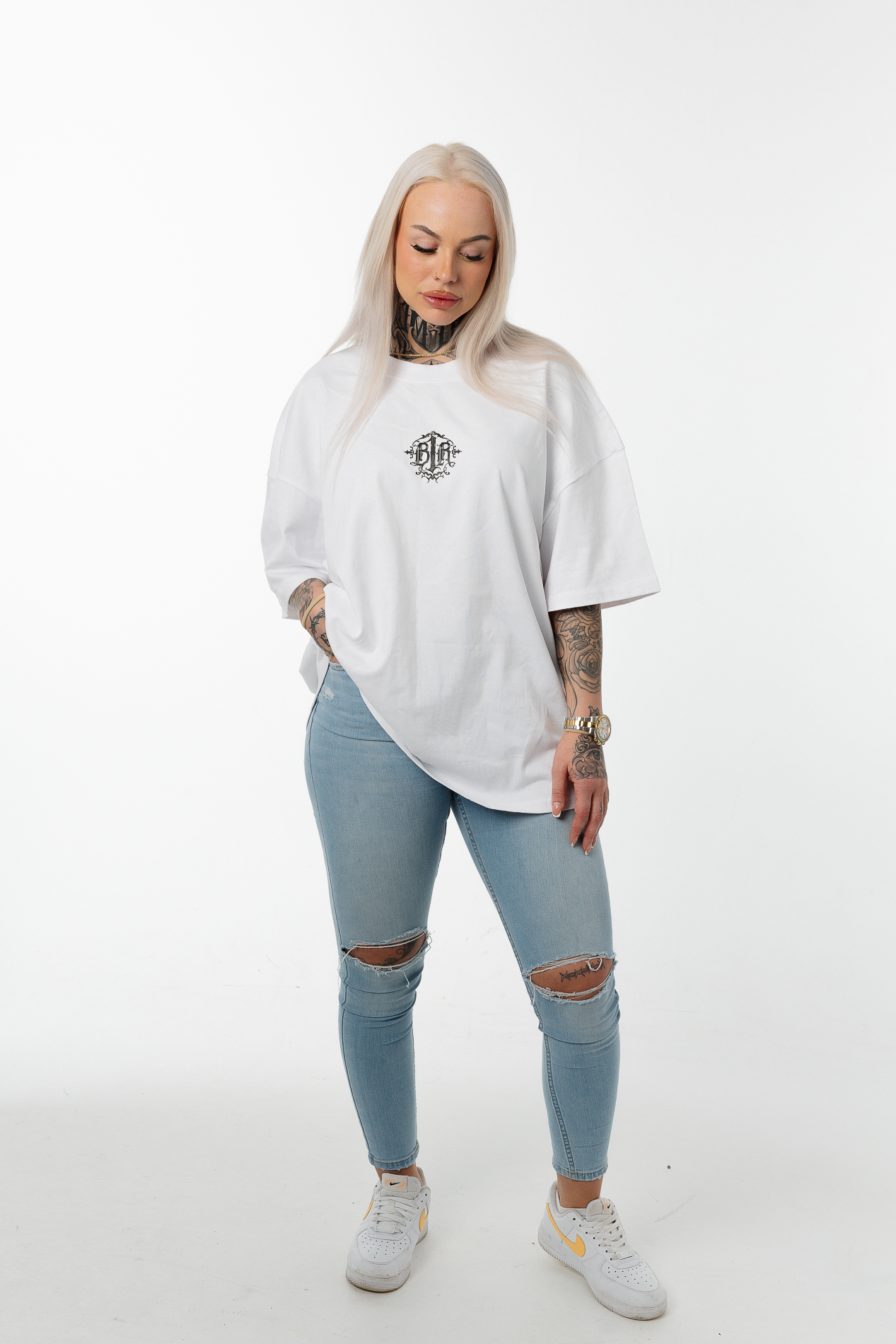 B1R White Heavy Oversize T-Shirt Woman