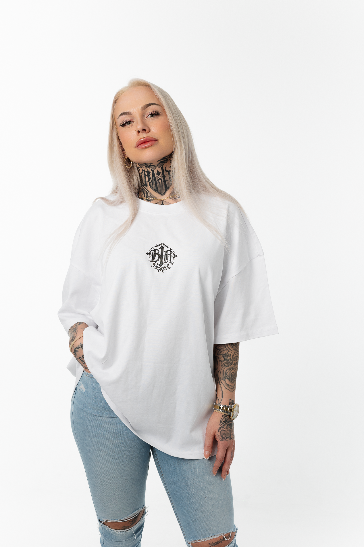 B1R White Heavy Oversize T-Shirt Woman