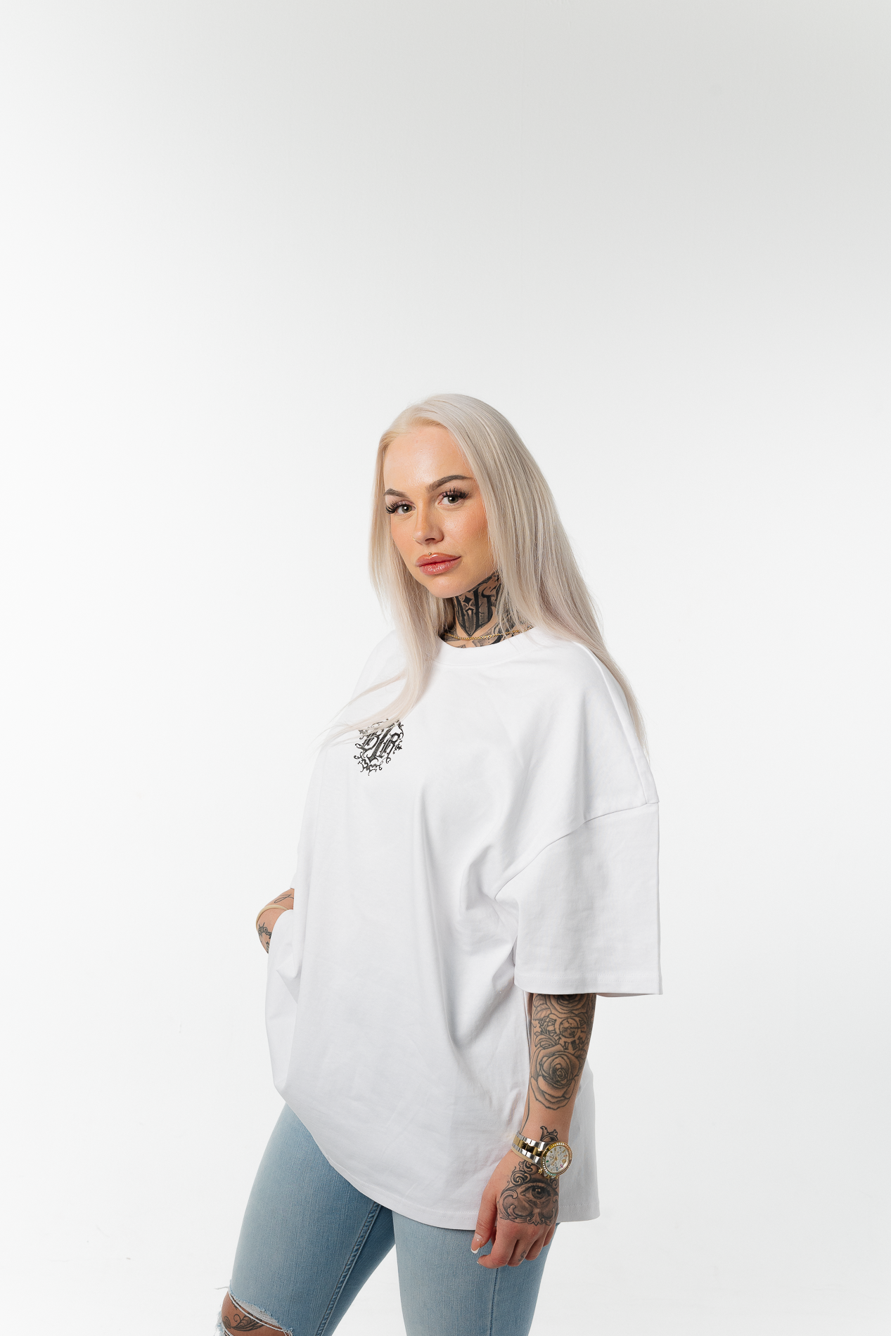 B1R White Heavy Oversize T-Shirt Woman