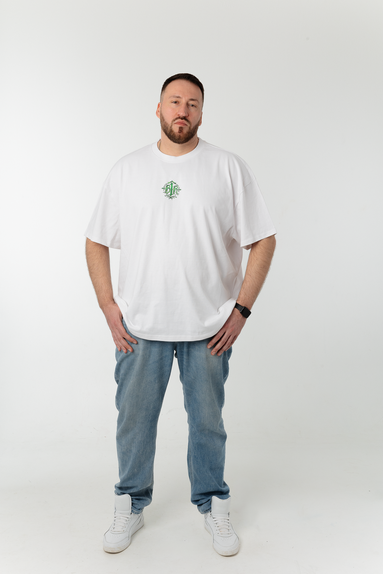 B1R White Heavy Oversize T-Shirt Men